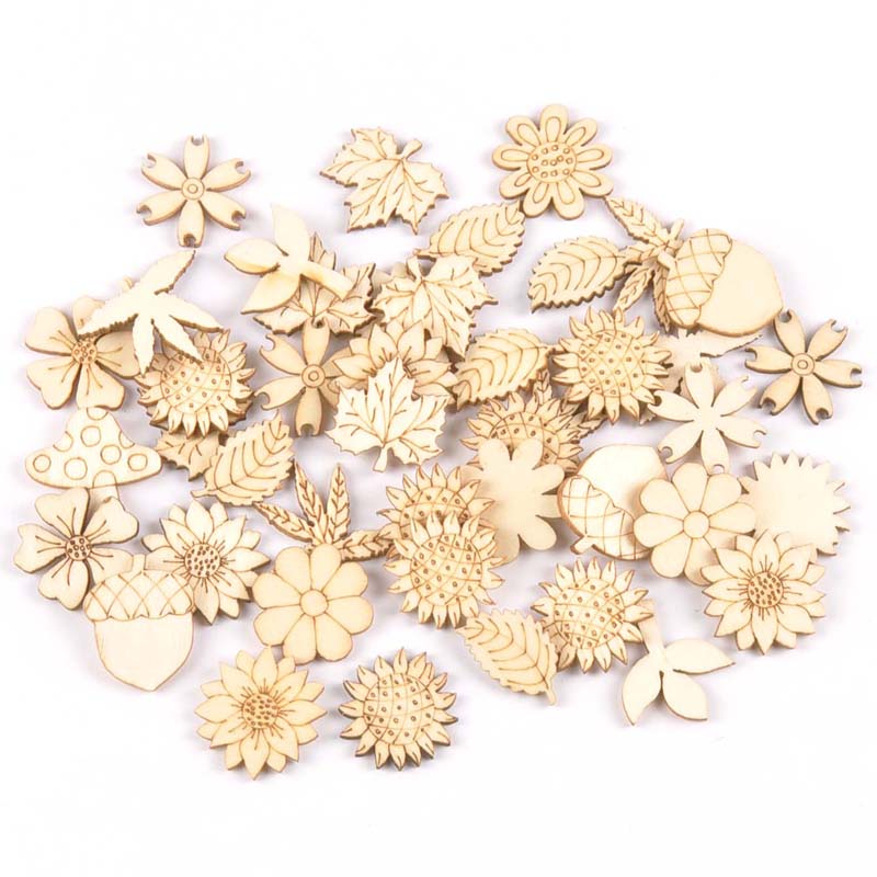 Craft Embellishment - 30 buah 25-30mm Aksesori kayu DIY