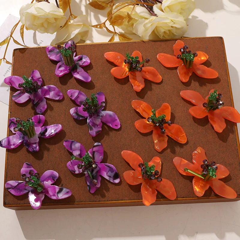 Applique Patch Flower - 10pcs Kristal Bunga Lima Kelopak Berhias