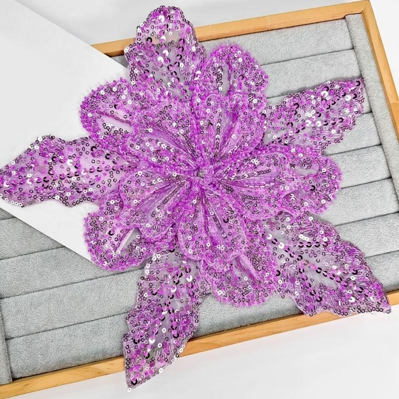 Applique Patch Flower - Potongan Applique Bunga Berpayet 39BD untuk