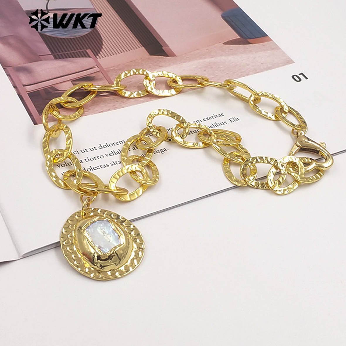 Pearl Trim Chain - WT-JN367 Kalung 18 Inci Mutiara Alami