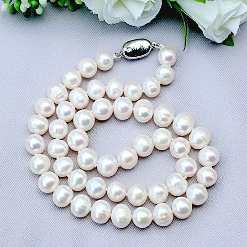 Pearl Trim Chain - 8-9mm mutiara air tawar alami 925