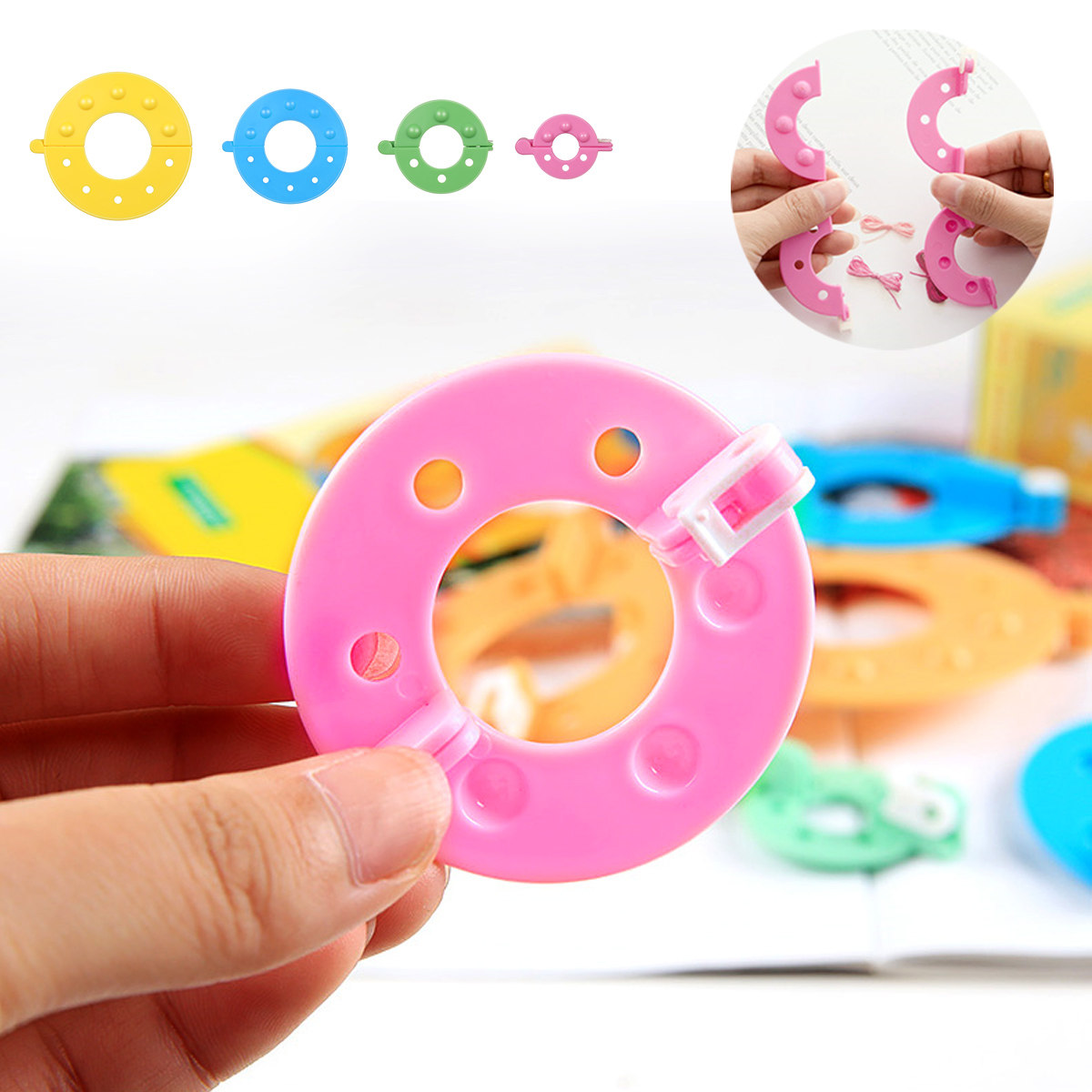Pom Pom Maker Tool - 8Pcs Pembuat Pompom 4 Ukuran, Perlengkapan