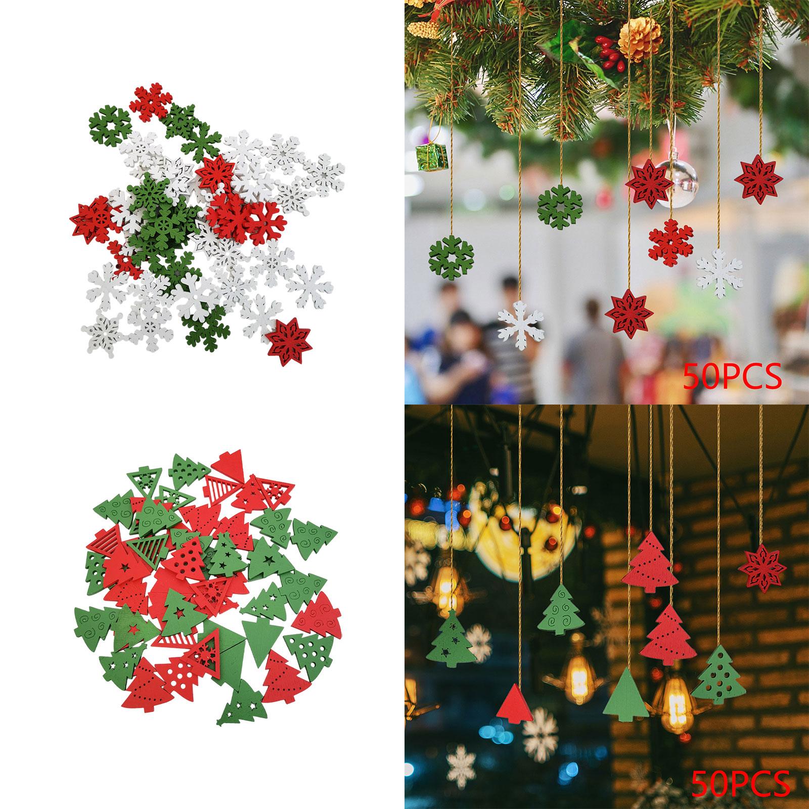 Christmas Craft Embellishment - 50 Buah Hiasan Natal Kayu Dekorasi