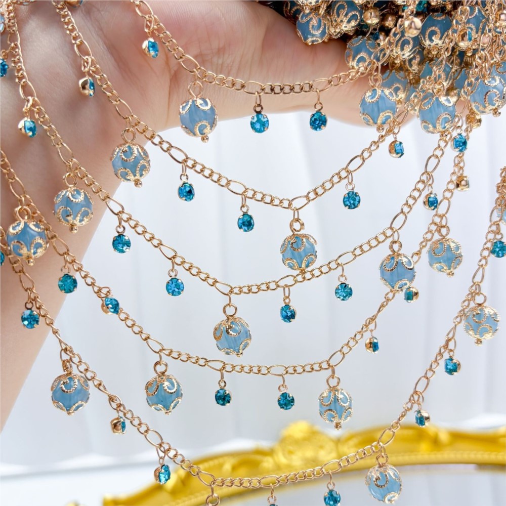 Pearl Trim Chain - Manik-manik Kaca Rhinestone 0,5 Meter/1 Meter,