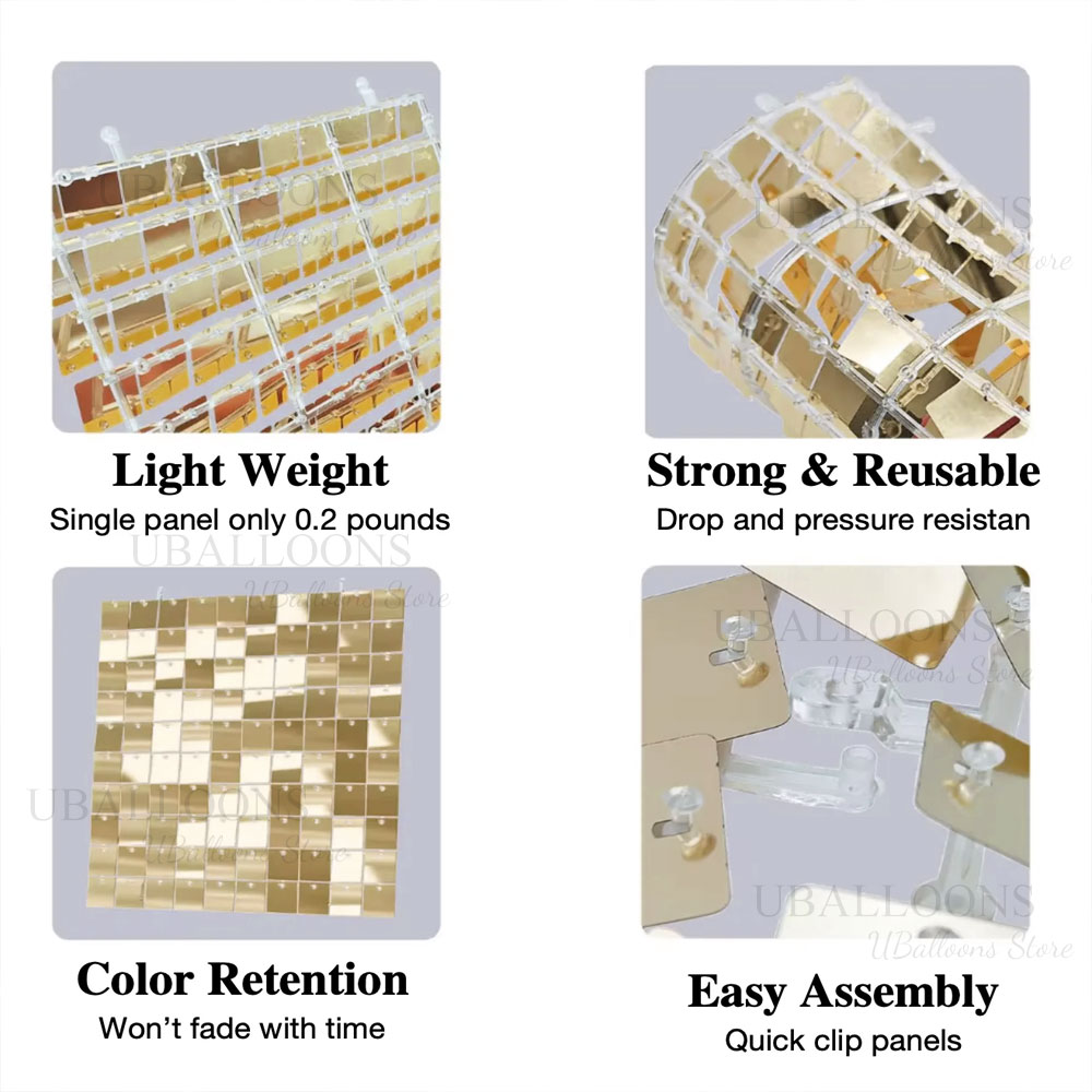 Panel Latar Belakang Emas Matt - Sequin Fabric Panel ulasan dan harga