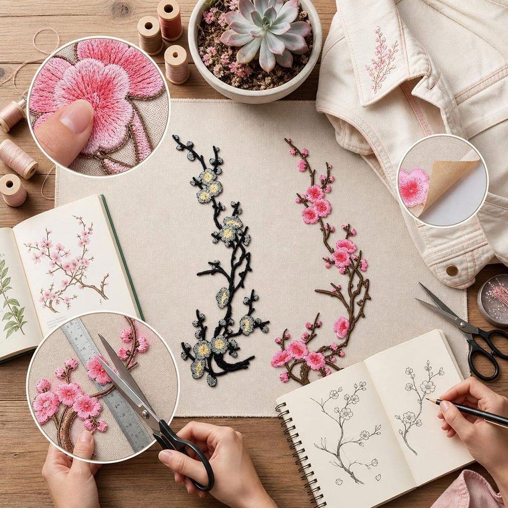 Patch Bunga Sakura DIY untuk D - Applique Patch Flower ulasan dan harga