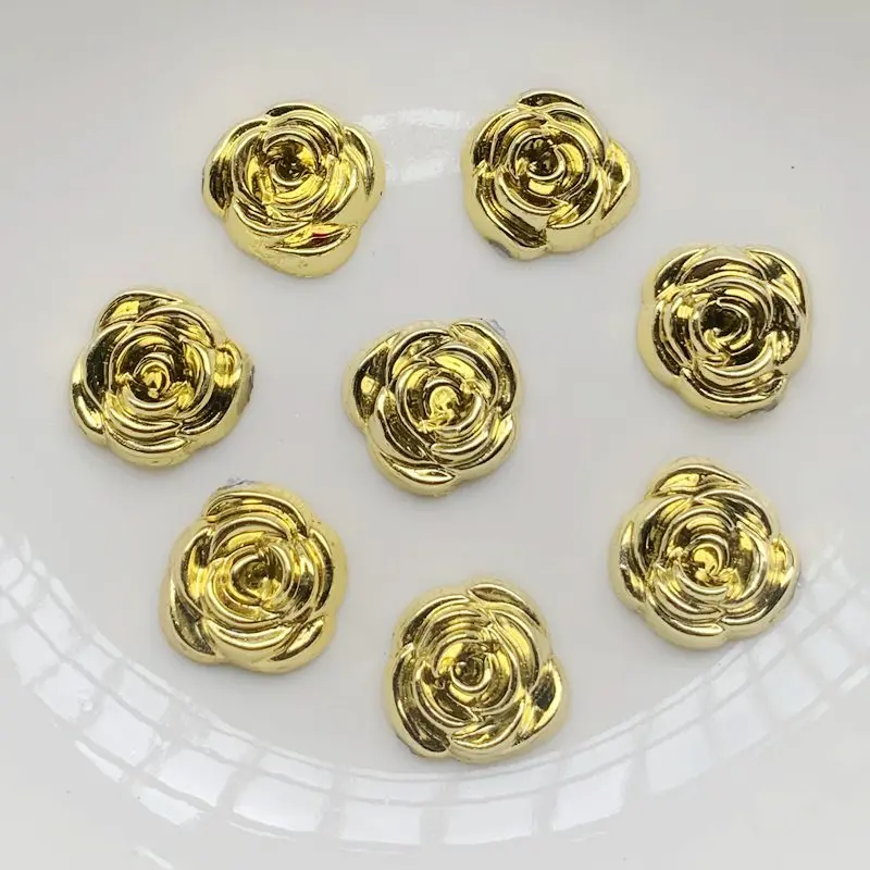 40 Buah 14Mm Emas Bunga Mawar  - Embellishment Glue Craft ulasan dan harga