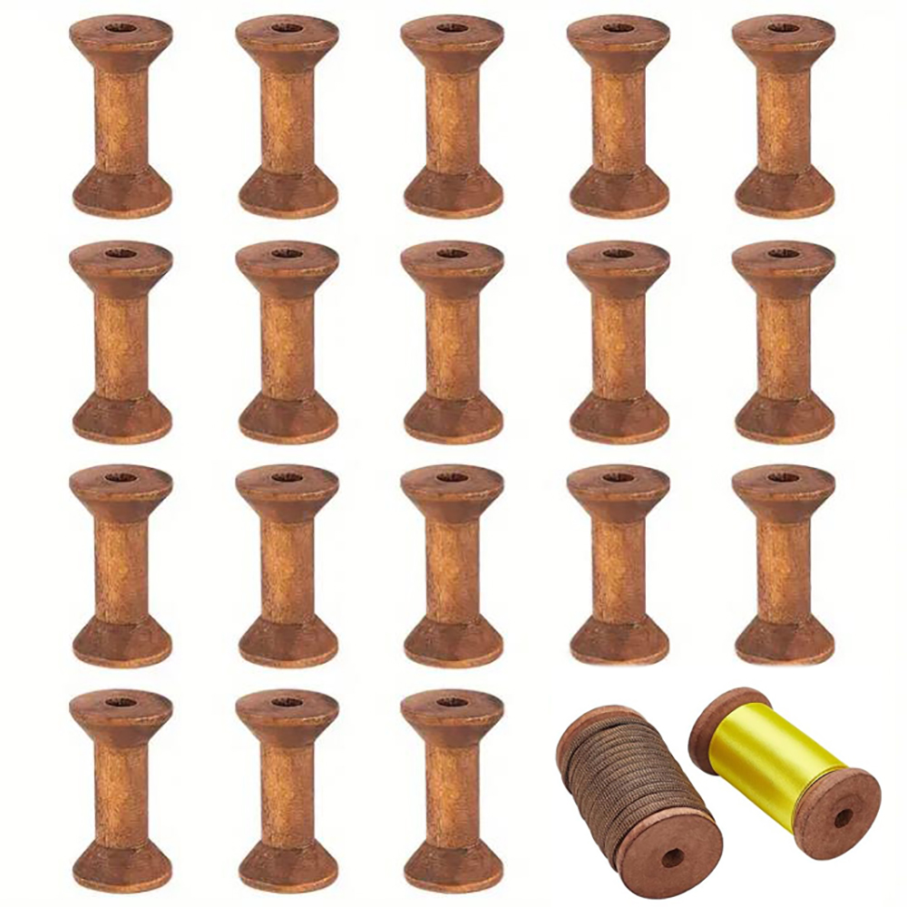 10/20 Buah Bobbin Kayu Mini Ko - Organza Ribbon Spool ulasan dan harga