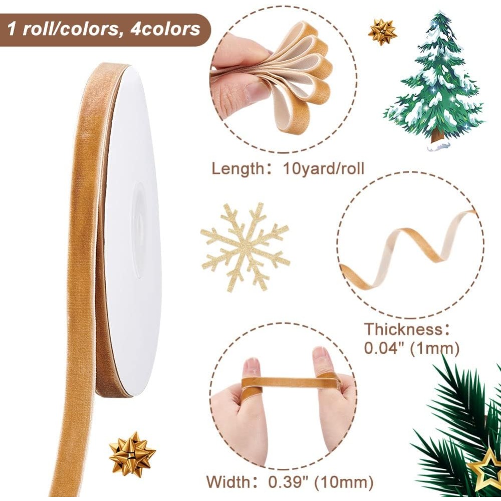 4 Gulungan 4 Warna Pita Beludr - Velvet Ribbon Roll ulasan dan harga
