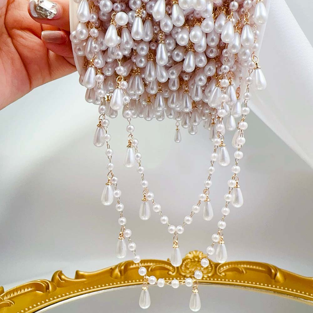 0.5M 1M Mutiara Imitasi Tetesa - Pearl Trim Chain ulasan dan harga
