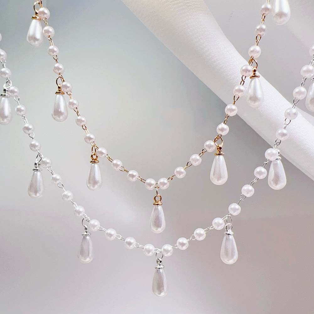 0.5M 1M Mutiara Imitasi Tetesa - Pearl Trim Chain ulasan dan harga