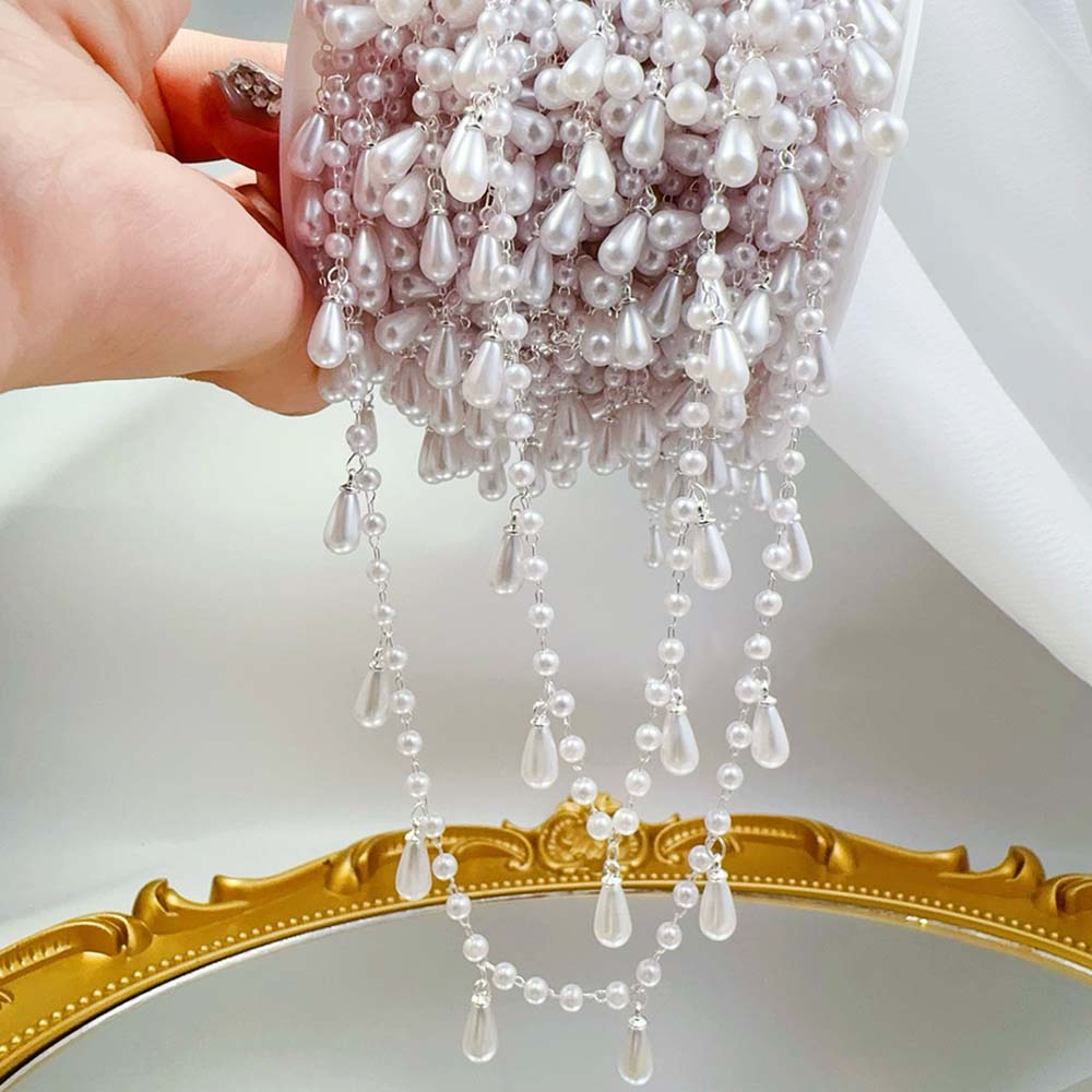 0.5M 1M Mutiara Imitasi Tetesa - Pearl Trim Chain ulasan dan harga