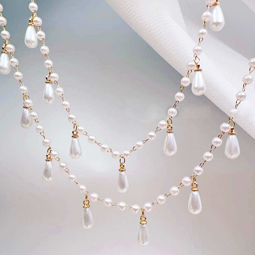 0.5M 1M Mutiara Imitasi Tetesa - Pearl Trim Chain ulasan dan harga