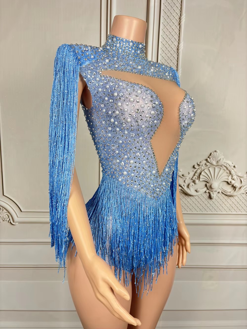 Bodysuit Rumbai Berhias Berlia - Rhinestone Banding Trim ulasan dan harga