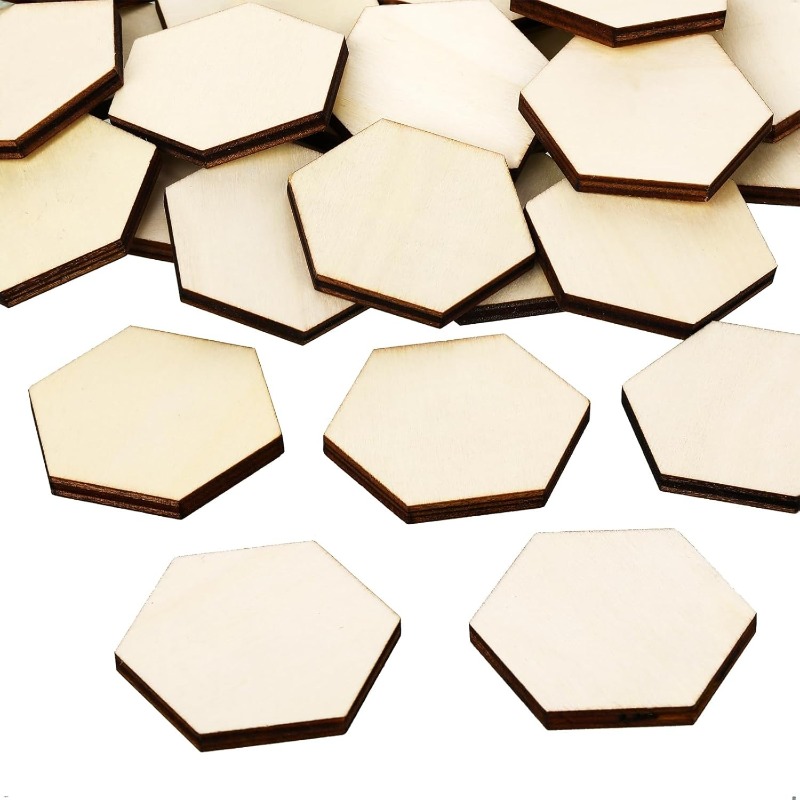50PCS Potongan Kayu Heksagon 4 - Craft Embellishment ulasan dan harga